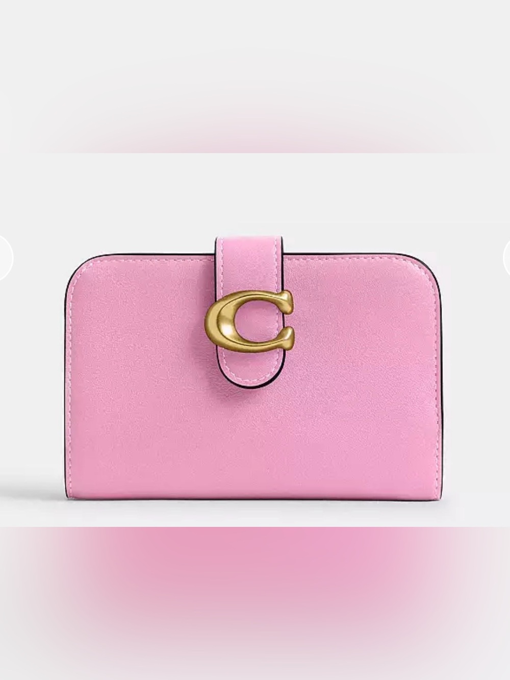 🩷Coach NWT Flower Pink Tabby Leather Wallet with Brass Signature 'C' Hardware